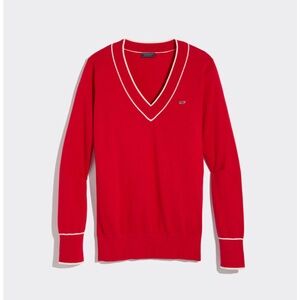 L Vineyard Vines Cashmere Red V-Neck Sweater New Tags Attached